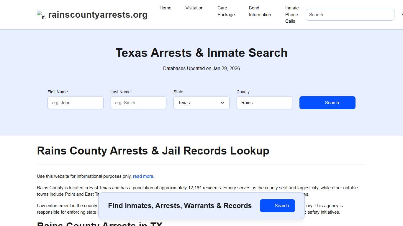 Rains County, TX Arrests, Warrants, Police Records Search