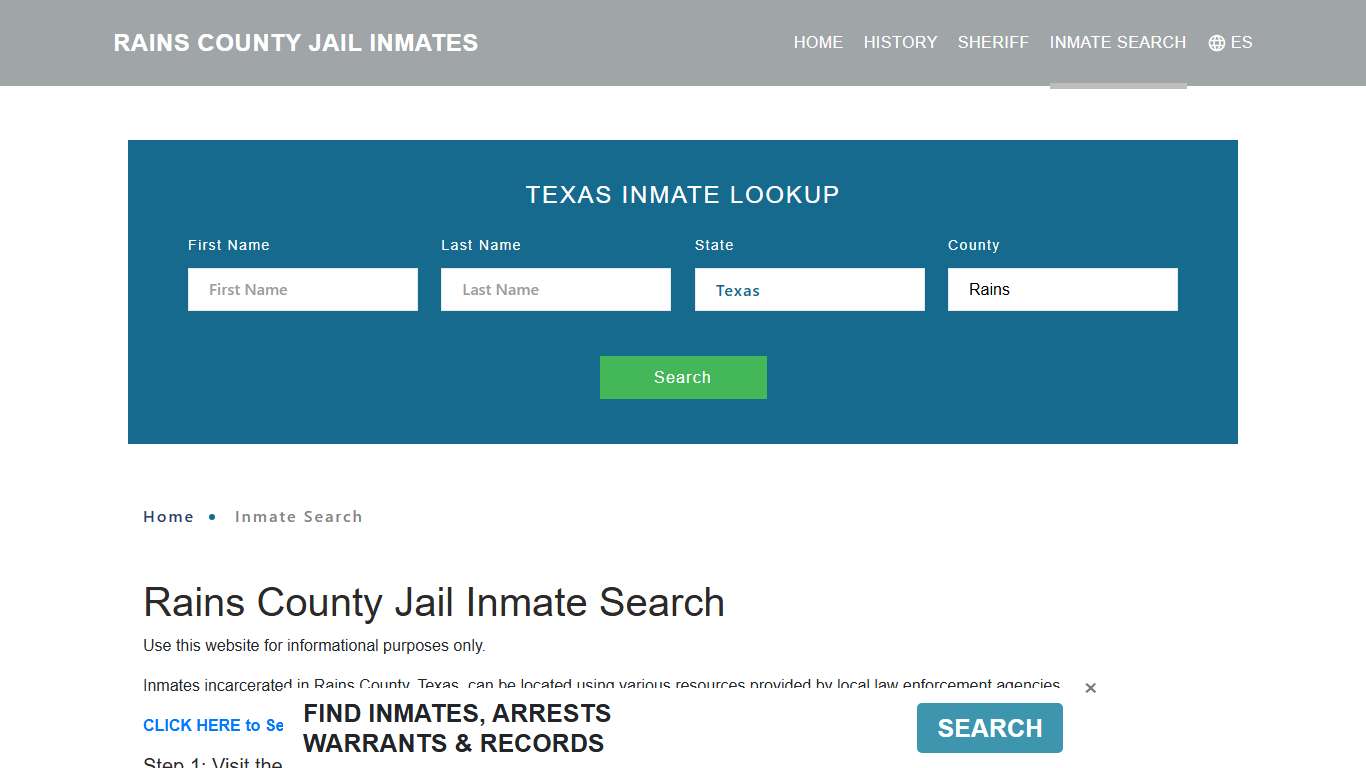 Rains County, TX Detainee Lookup